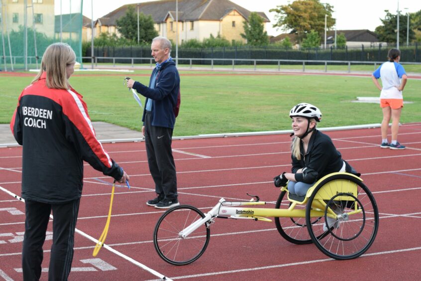 Joanna on the athletics track.