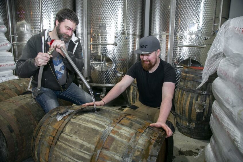 Burn O'Bennie Distillery workers by cask.