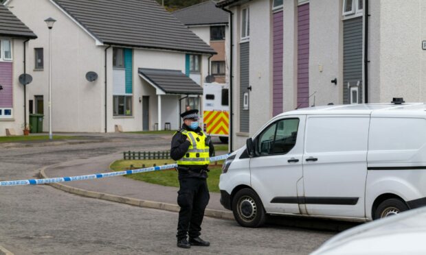 Police presence at Polvanie View in Inverness. Picture by Brian Smith.