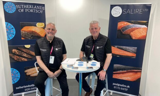 l-r Sutherlands of Portsoy operations director John Kelly and managing director John Farley at Seafood Expo Global in Barcelona.