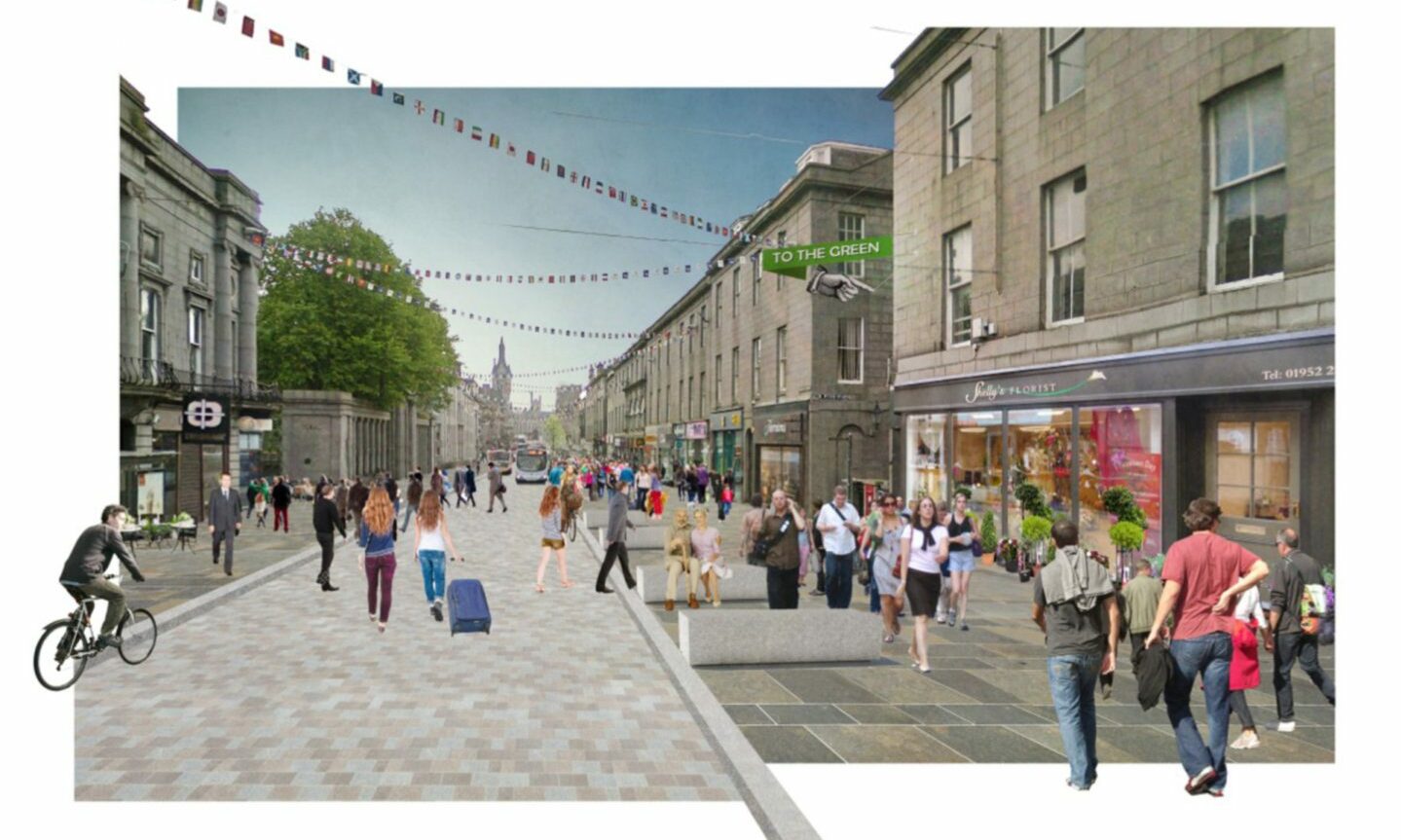An image from the unanimously-backed 2015 city centre masterplan, which highlighted Union Street pedestrianisation as a council goal. Picture by Aberdeen City Council. CITY MASTER PLAN ARTIST IMPRESSION
