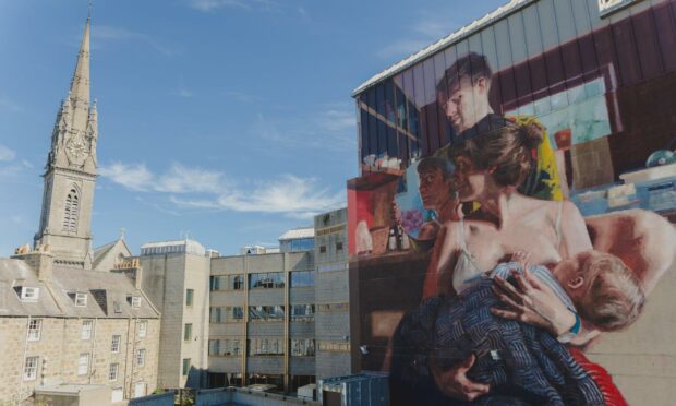 Photo of one of Nuart's murals in Aberdeen.
