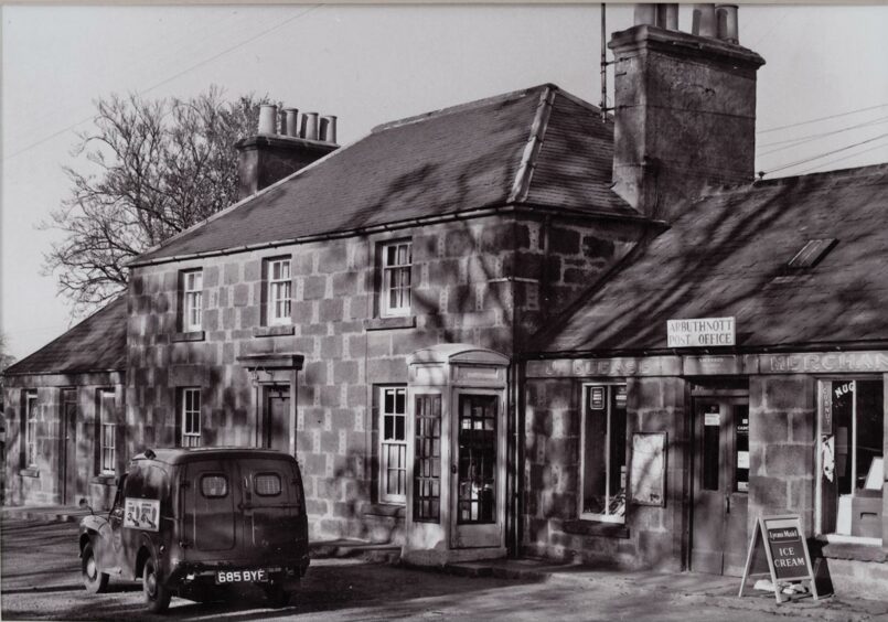 Black and white photo of what once was Bannerman's general shop and grocers.