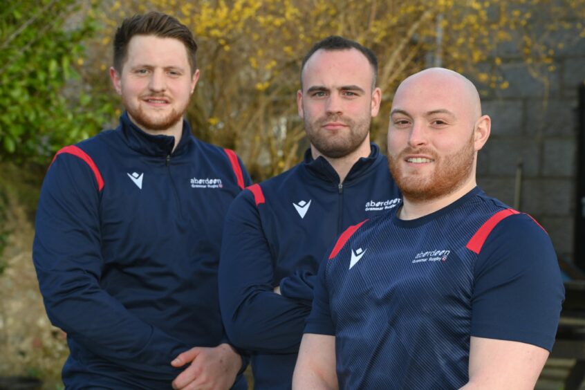 New Aberdeen Grammar captain Jack Burnett (right), with lead coach Nat Coe (left) and second team coach Craig McLeod