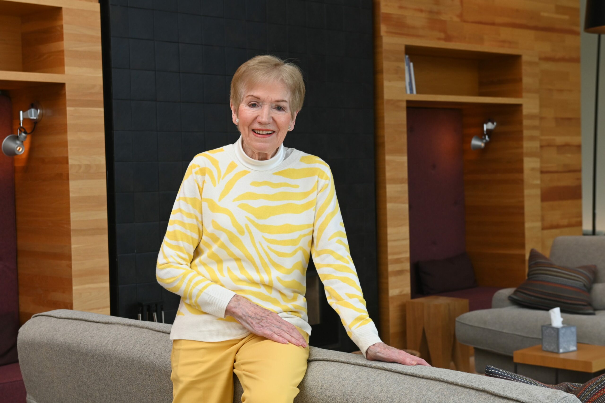 Margaret Donald sitting in Maggie's Aberdeen. Picture by Kenny Elrick