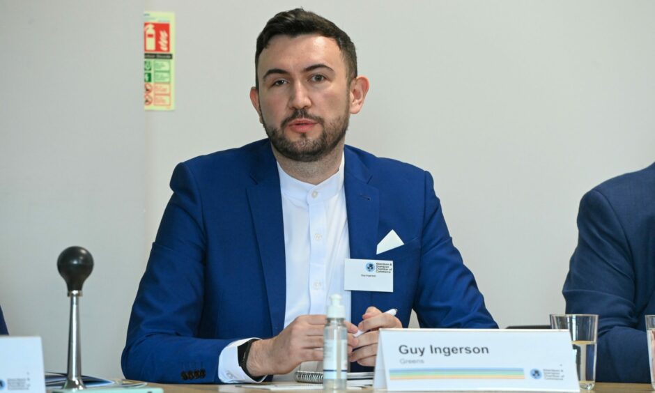 Green candidate Guy Ingerson speaking at a council election hustings. Picture by Kenny Elrick/DCT Media.
