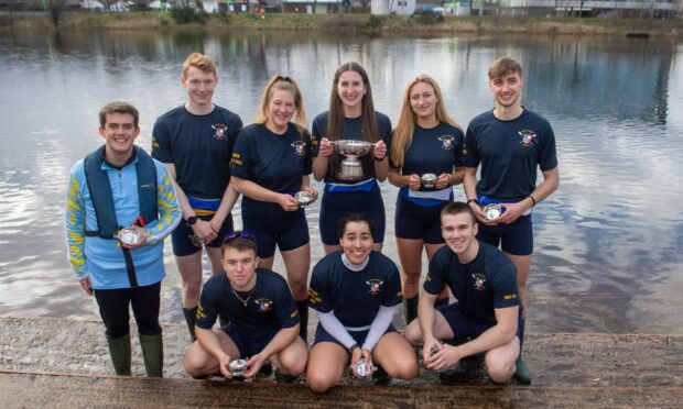 Aberdeen University team celebrate their victory in the Aberdeen Boat Race. Picture by Kath Flannery/DCT Media