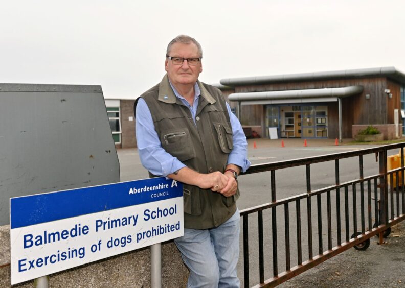 Former councillor Allan Hendry at Balmedie Primary School. Image: Kath Flannery/DC Thomson