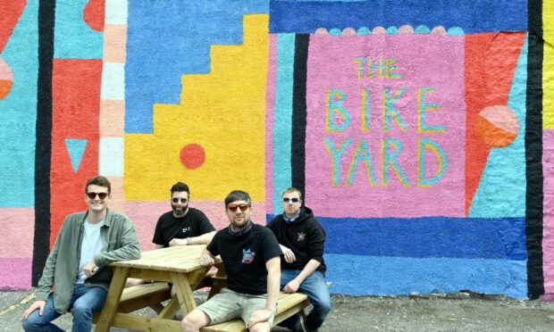 Rory Masson and Scott Forrest will bring back the Bike Yard despite complaints.     
Pictured - L-R Rory Masson, Scott Forrest with Marcos Sasso and Ross Graham of the Pigs Wings.     
Picture by Kami Thomson