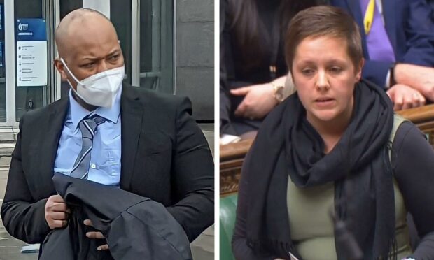 Jack Muchemi (left) admitted sending 'creepy' emails to Kirsty Blackman (right) and stalking another woman.