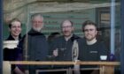 Celebrating new launch of Mackintosh Oats: Left to right: Alex Baldwin, George Mackintosh, Gregor Mackintosh, and Callum McCadden