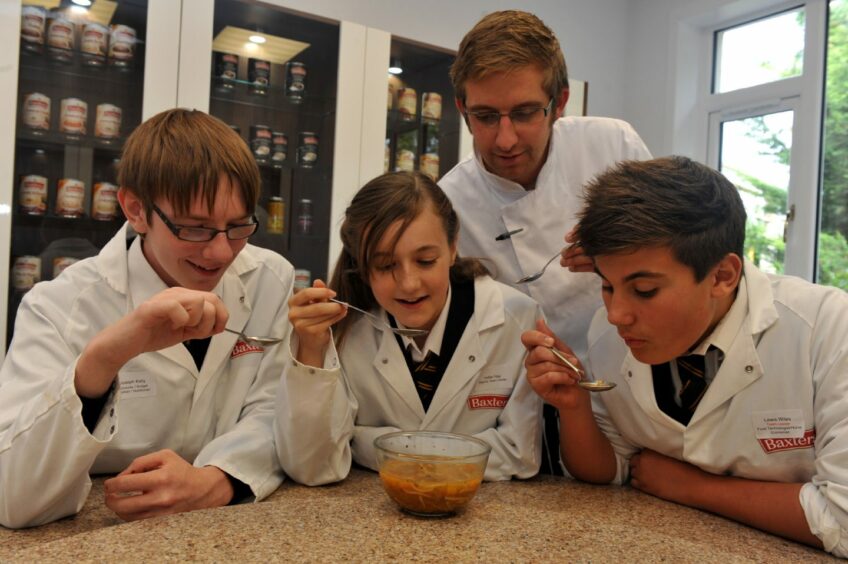 Pupils tasting soup at the Baxters Soup Challenge in 2013.