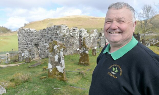 Liam Griffin, a trustee of Friends of Kilbride in the ancient Kilbride Churchyard south of Oban.