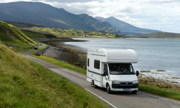 A motorhome on the NC500 in Sutherland