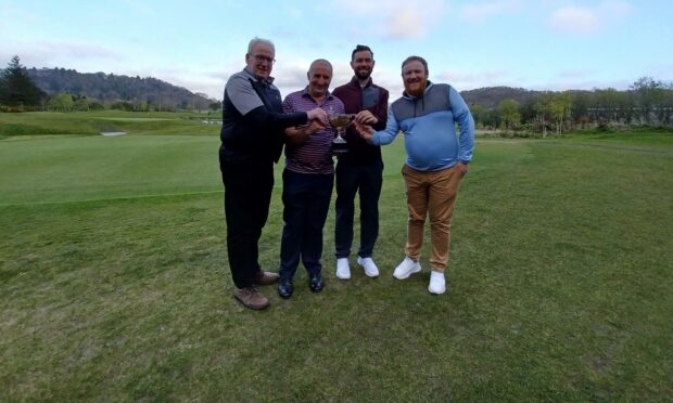 Winners of the 30th anniversary Roddy Ross Memorial trophy - Roddy Munro, Andy Connolly, Jamie Glass and Kevin Munro.