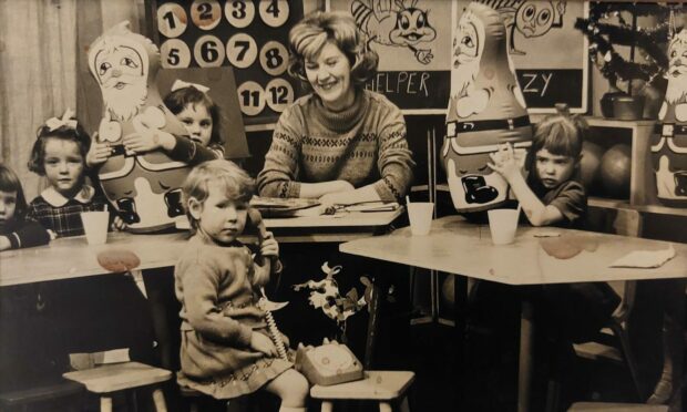 Anne Milne on the set of Grampian Television's Romper Room.