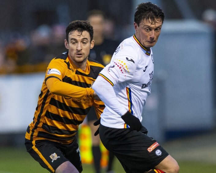 Kevin Cawley, left, in action for Alloa Athletic