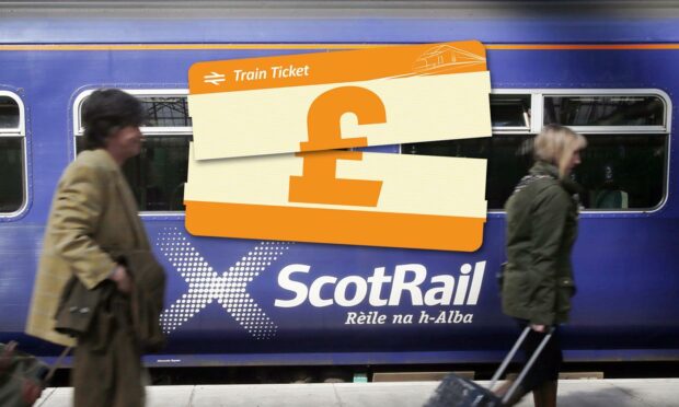 ScotRail train with ticket cut in half