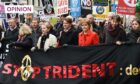 Scottish First Minister Nicola Sturgeon marches alongside anti-Trident demonstrators in 2016. Photo: Andy Rain/EPA/Shutterstock
