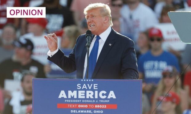 Former US President Donald Trump speaks during a Save America rally at the Delaware County Fairgrounds in Ohio last week (Photo: David Maxwell/EPA-EFE/Shutterstock)