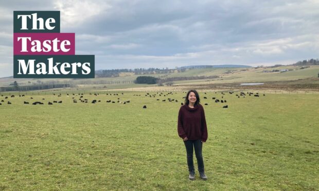 Co-owner Sabrina stands in the field at Wark Farm in Aberdeenshire.