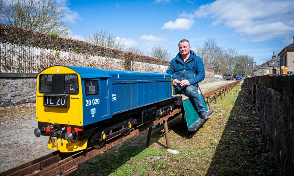 Maud Railways Museum volunteer, Simon Hailey on the new miniature train