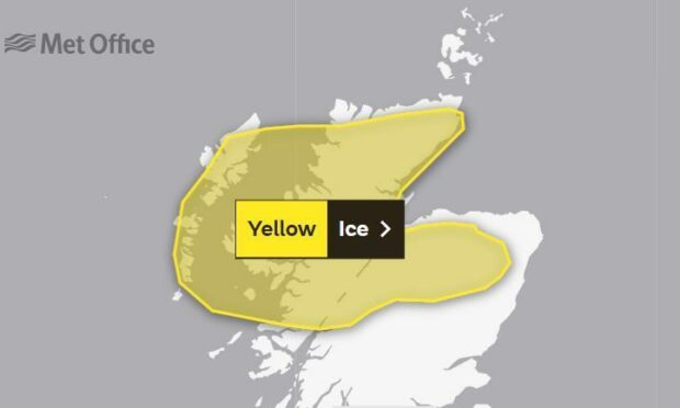 The Met Office has warned those in the north and north-east to expect icy conditions on Thursday evening.