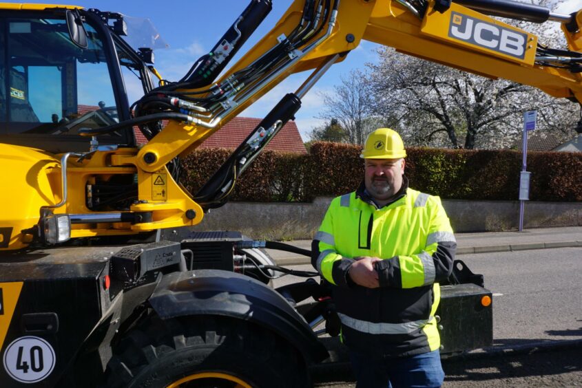 Andrew Hunter with the Pothole machine