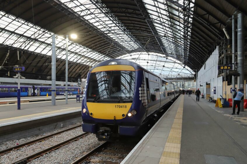 ScotRail train at Queen Street in Glasgow