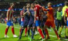 A confrontation between players took place during a recent Uefa Champions League football match. Photo by MARCA/SIPA/Shutterstock