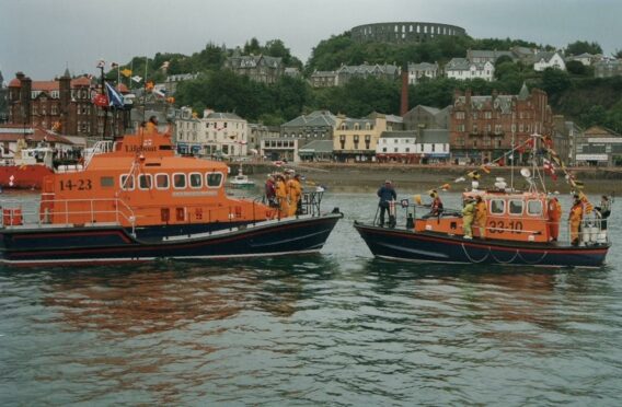 Arrival celebrations of the current lifeboat Mora Edith MacDonald. Supplied by Oban RNLI.