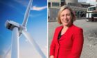 Collage of Gillian Martin and a wind turbine