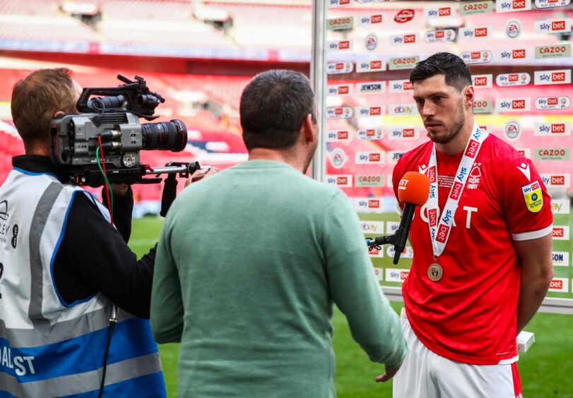 Nottingham Forest defender Scott McKenna after their play-off final win over Huddersfield. Picture by James Marsh/Shutterstock (12959881fo)