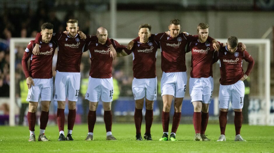 Arbroath players after their play-off defeat to Inverness
