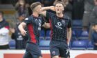 Blair Spittal (right) celebrates scoring for Ross County against Dundee United.