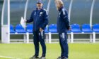 Scotland manager Steve Clarke with assistant Austin MacPhee during training on Tuesday