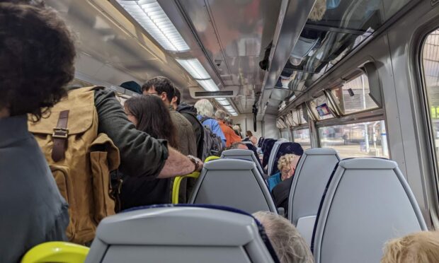 Overcrowding on Glasgow to Oban train. Picture by Olive Glen-Lee.
