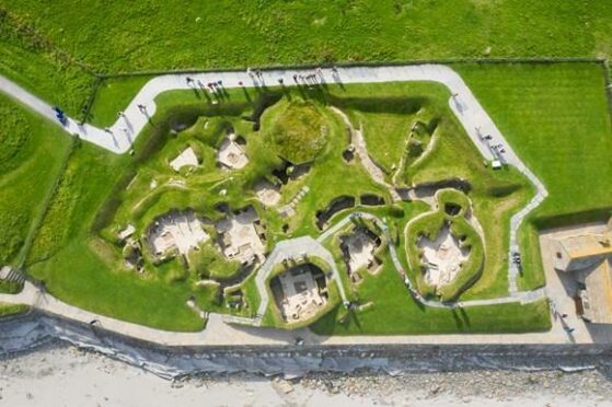 Picture shows: Drone footage of Neolithic settlements in Orkney Isles.