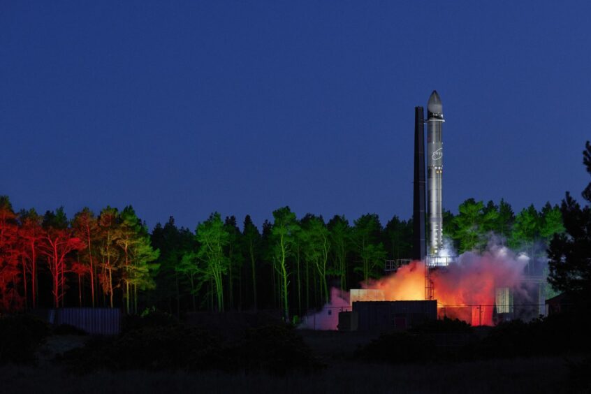 Orbex rocket on launch pad.