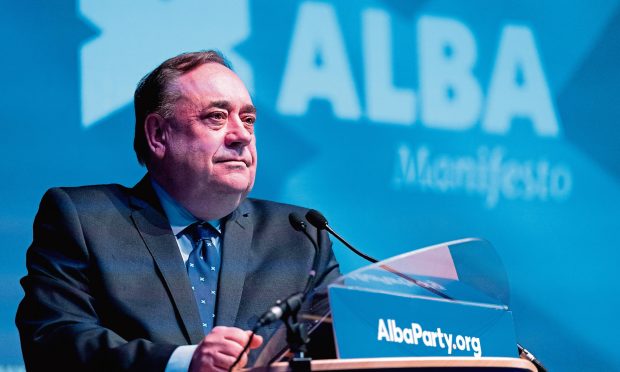 Alba leader Alex Salmond delivers a speech at the party's local government election manifesto launch at the Caird Hall, Dundee. Picture date: Tuesday April 19, 2022. PA Photo. See PA story SCOTLAND Salmond. Photo credit should read: Jane Barlow/PA Wire