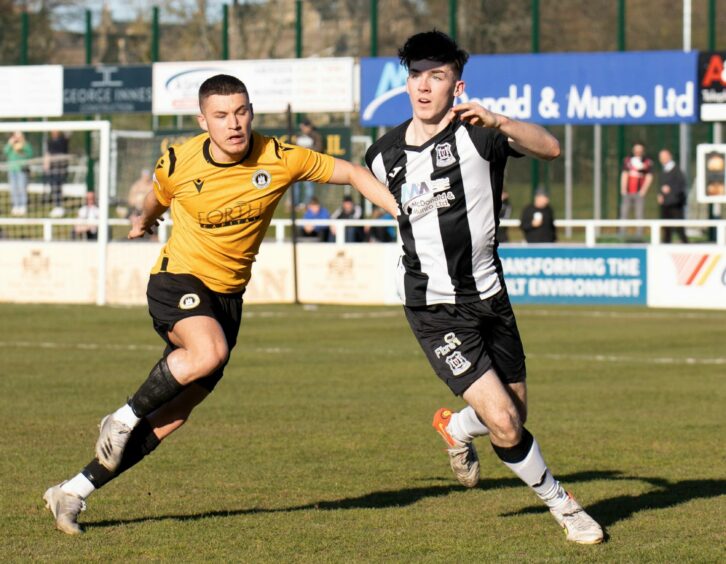 Evan Towler, right, in action for Elgin City