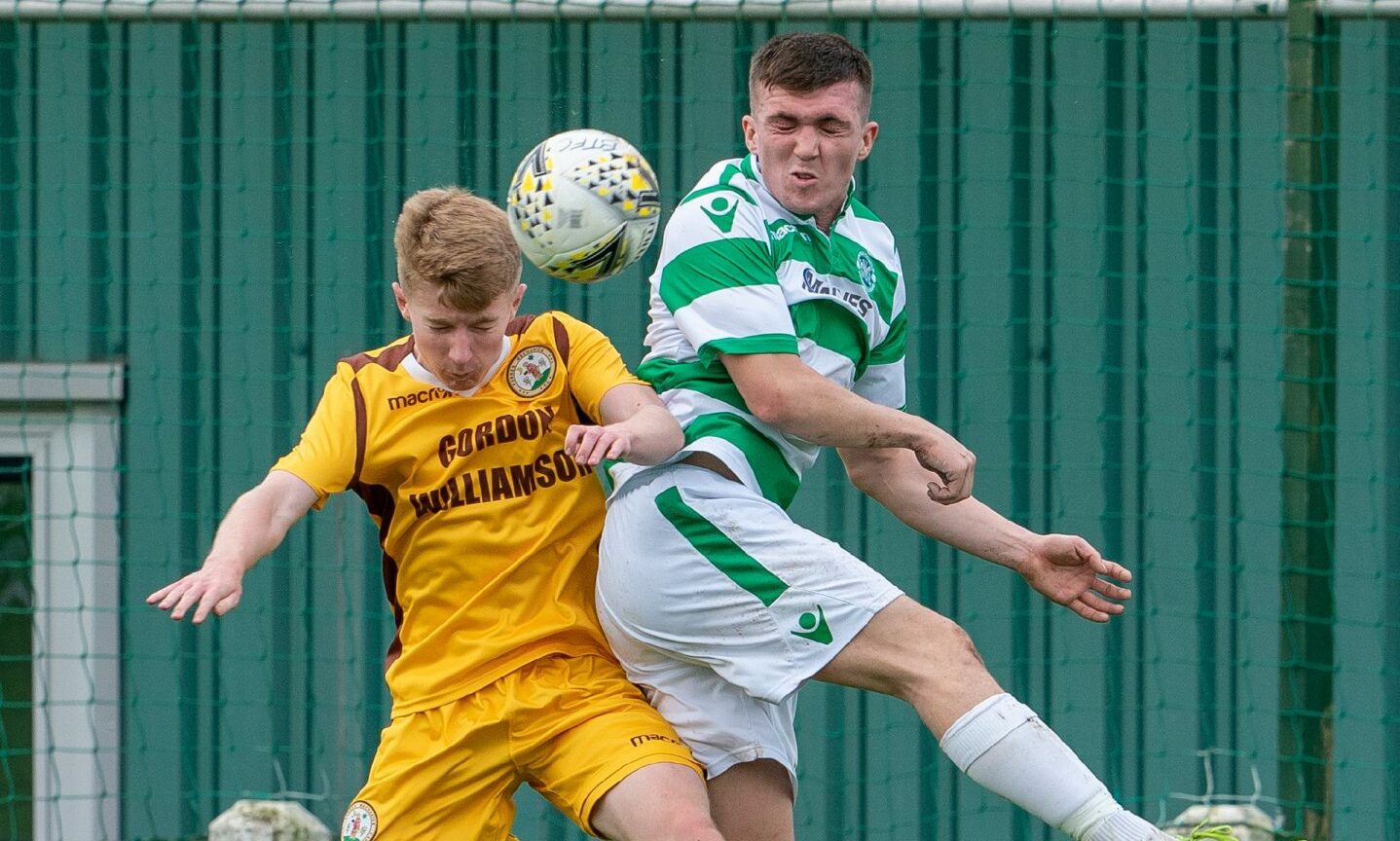 Callum Murray, right, in action for Buckie Thistle against his new club Forres Mechanics.