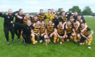 Stonehaven celebrate their Morrison Cup win, after beating Rothie Rovers in the final. Picture by Chris Sumner.