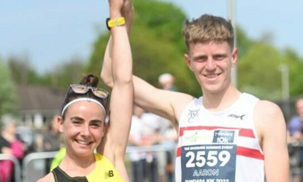Nicola MacDonald and Aaron Odentz secured first place in the female and men's 10k race at Run Garioch. Picture by Chris Sumner