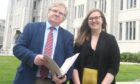 Lib Dem council co-leader Ian Yuill and SNP deputy leader Miranda Radley, who stepped in for co-leader Alex Nicoll who was isolating at home.