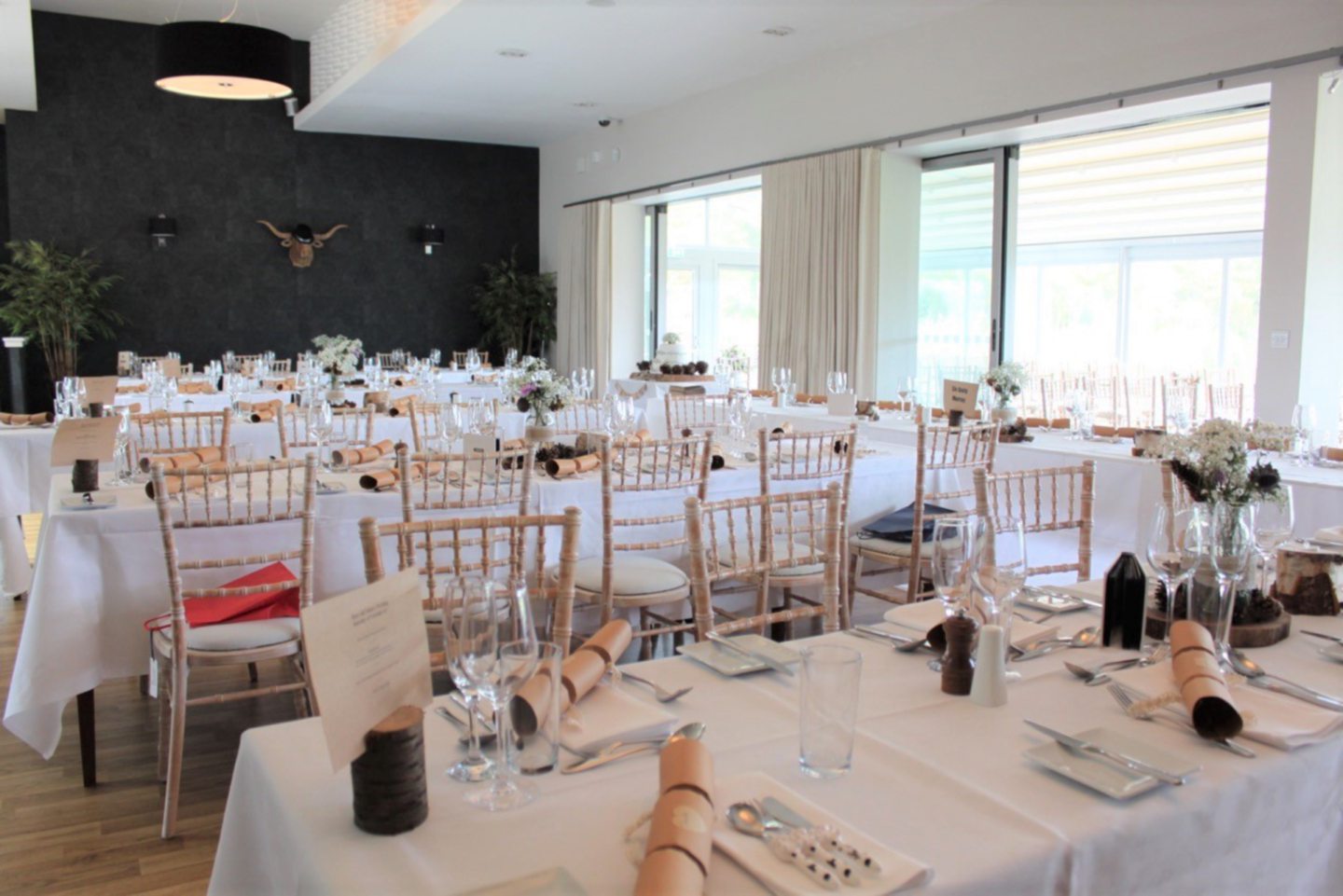 tables set at wedding venue in Aberdeenshire