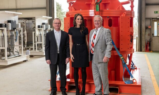 Going global: l-r JBS Group managing director Mike McCafferty, sales and marketing manager Jo McIntosh and operations director Alex Whyte, with the firm's Sea Axe technology.