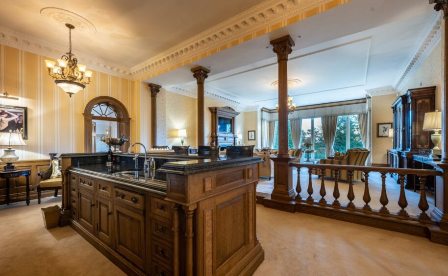 The Bieldside home also includes a large home bar.