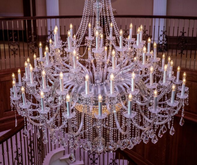 The staircases large chandelier