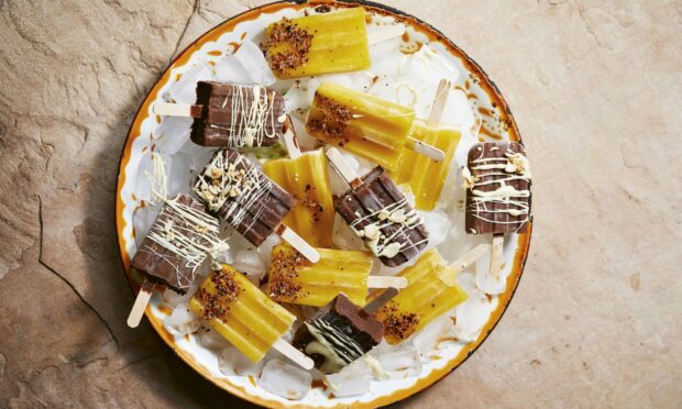 Mango and chocolate paletas.